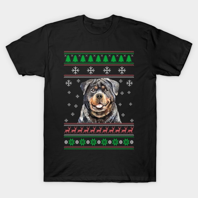 Cute Rottweiler Dog Lover Ugly Christmas Sweater For Women And Men Funny Gifts T-Shirt by uglygiftideas